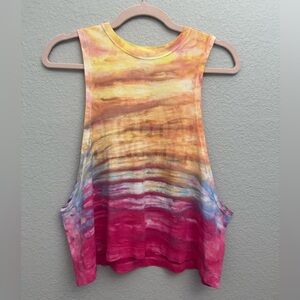 Spiritual Gangster Sunset Tie-Dye Muscle Tee. Workout in this beauty. Size SM